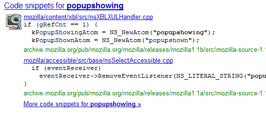 Source Code Snippets In Google Search Results